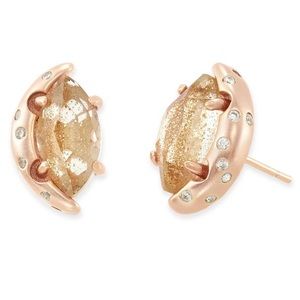 Kendra Scott Rose Gold Marie Stud Earrings in Gold Dusted Glass